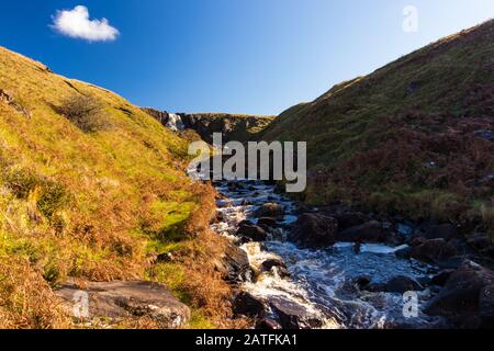 Glenariff è una valle della contea di Antrim, Irlanda del Nord. Foto Stock