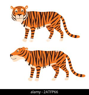 Supporto Tiger, illustrazione vettoriale isolata su sfondo bianco. Illustrazione Vettoriale