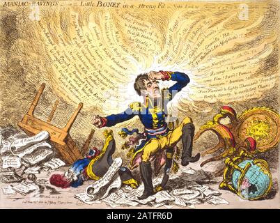 Boney maniaco-raving in forte aderenza, di James Gillray, Foto Stock