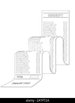 Immagine vettoriale piatta dell'icona della fattura di ricevuta lunga isolata su sfondo bianco Illustrazione Vettoriale