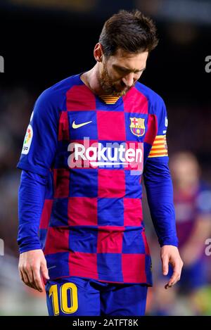 Barcellona, Spagna. 2nd Feb, 2020. Messi gioca alla partita di la Liga tra il FC Barcelona e il Levante UD allo stadio Camp Nou di Barcellona, Spagna. Credit: Christian Bertrand/Alamy Live News Foto Stock