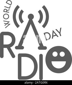 Logo design del World radio Day per poster, banner o qualsiasi design Illustrazione Vettoriale