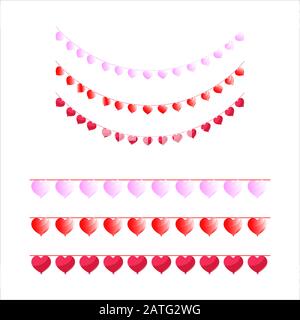 Festeggia il banner. Love partito bandiere cuore. Illustrazione Vettoriale