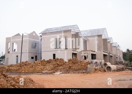 Costruzione e costruzione sito di nuova casa per l'alloggio in Thailandia Foto Stock