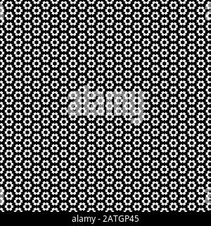 Immagine in bianco e nero con il ripetersi di forme geometriche che copre lo sfondo. Modificabile e colorabile pattern per motivi, web, carta da parati, digita Foto Stock