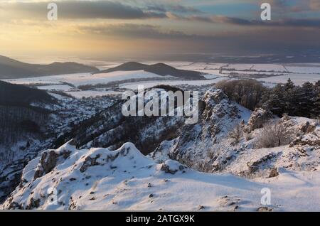 Paesaggio invernale in Slovacchia Foto Stock