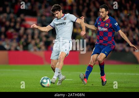 Barcellona, Spagna. 02nd Feb, 2020. Melero di Levante UD durante la partita Liga tra FC Barcelona e Levante UD al Camp Nou il 02 febbraio 2020 a Barcellona, Spagna. Credito: Cal Sport Media/Alamy Live News Foto Stock