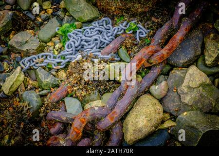 Ancora Catena Mousebole Penzance Cornwall Inghilterra Foto Stock