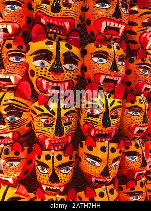 Maschera tradizionale jaguar cerimoniale, stato di Guerrero, Messico Foto Stock