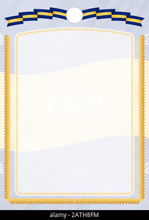 Frontiera fatta con bandiera nazionale Barbados. Telaio tratto pennello. Elementi del modello per il certificato e il diploma. Orientamento verticale. Illustrazione Vettoriale