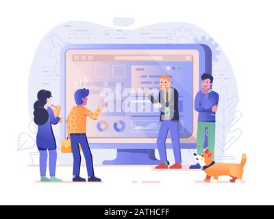 Presentazione Del Concetto Di Web Site Design In Flat Illustrazione Vettoriale