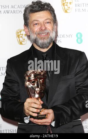 Andy Serkis - Eccezionale Contributo britannico al premio Cinema durante i BAFTA British Academy Film Awards - Sala dei vincitori presso la Royal Albert Hall. Foto Stock