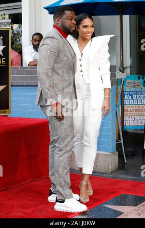 Curtis Jackson, 50 Cent, Jamira Haines alla cerimonia di induzione per Star on the Hollywood Walk of Fame per Curtis Jackson, aka 50 Cent, Hollywood Boulevard, Los Angeles, CA 30 gennaio 2020. Foto Di: Priscilla Grant/Everett Collection Foto Stock