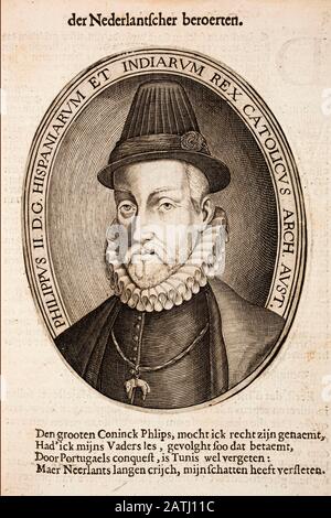Ritratto di Filippo II di Spagna (1527-1598). Di Gysius. 1616 Foto Stock