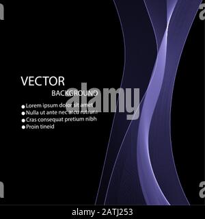 onda astratta blu su sfondo nero. Illustrazione Vettoriale