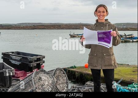 Turk Head, Lisheen, West Cork, Irlanda. 3rd Feb, 2020. Cllr Holly Cairns, candidata del sud-ovest di Cork, ha lanciato oggi nella sua azienda "Building Sustainable Rural Communities", la politica della comunità rurale socialdemocratica. Holly è il portavoce dei socialdemocratici per l'agricoltura. Credit: AG News/Alamy Live News Foto Stock