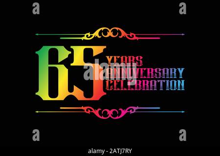 65th anni anniversario modello logo, Vector design compleanno celebrazione Illustrazione Vettoriale