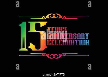 15th anni anniversario modello logo, Vector design compleanno celebrazione Illustrazione Vettoriale