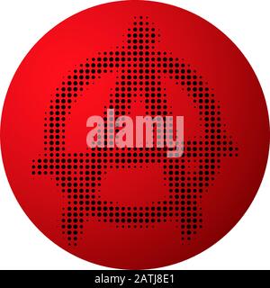 Segno Di Anarchia Nera Con Effetto Halftone Design E Elemento A Sfera Rosso, Oggetto Radiale Ellipse Shape, File Vettoriale Eps 10 Illustrazione Vettoriale