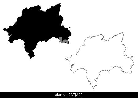 Città di Wuppertal (Repubblica federale di Germania, Renania settentrionale-Vestfalia) illustrazione del vettore di mappa, abbozzare la città di Wuppertal mappa Illustrazione Vettoriale