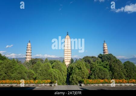 Città vecchia di Dali Yunnan Cina, Tre pagode del tempio di Chong Sheng Foto Stock