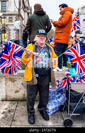 Celebrazioni per la Brexit 31st gennaio 2020 Whitehall e Piazza del Parlamento - i sostenitori della Brexit celebrano Foto Stock