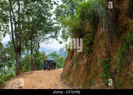 Tuk tuk mototaxi nella giungla dello Sri Lanka. Foto Stock