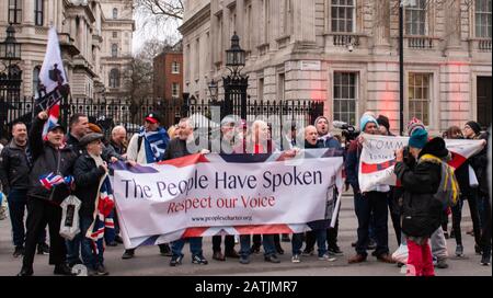 Dimostranti il giorno della Brexit a Londra. 31st gennaio 2020. Foto Stock