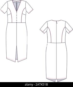 Vettore moda disegno tecnico di donne metà spogliato. Illustrazione Vettoriale