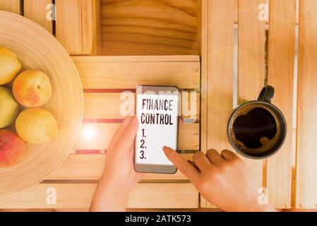 Scrittura a mano concettuale che mostra il controllo finanziario. Concetto che significa procedure che sono attuate per analizzare le finanze Foto Stock