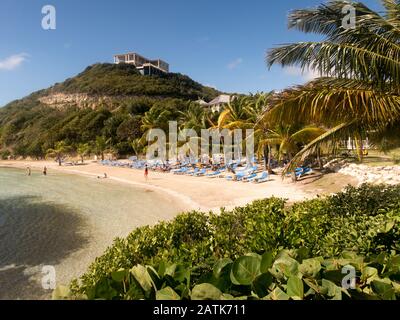La spiaggia di Nonsuch Bay Resort su Antigua e Barbuda nelle Isole Windward Foto Stock