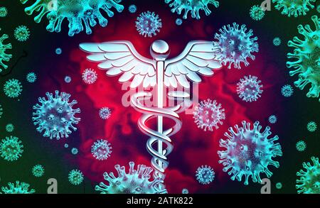 Infezione da virus sanitario e coronavirus focolaio o polmonite virale e coronavirus influenza come un pericoloso caso di influenza come pandemia. Foto Stock