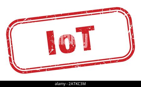 timbro iot. iot square grunge segno rosso. iot tag Illustrazione Vettoriale