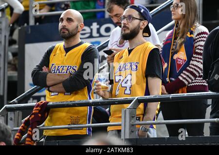 Virtus Roma, che vede Oriora Pistoia passo 80-81 dopo il cesto 2" dalla fine di Johnson, esce sconfitto ancora una volta sulla sirena. Partita giocata in memoria di Kobe Bryant, celebrata dalle due squadre con una camicia indossata durante il riscaldamento. (Foto Di Domenico Cippitelli/Pacific Press) Foto Stock