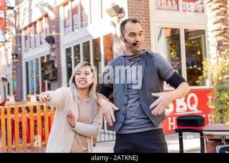 Las Vegas, 11 gennaio: Mago che fa le prestazioni di strada nella Passeggiata Di Linq il 11 GENNAIO 2020 a Las Vegas, Nevada Foto Stock