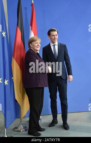 Angela Merkel e Sebastian Kurz bei einem Treffen im Bundeskanzleramt. Berlino, 03.02.2020 Foto Stock