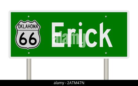 Rendering di un'autostrada verde 3d per Erick Oklahoma sulla Route 66 Foto Stock