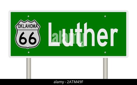 Il rendering di un'autostrada verde 3d per Luther Oklahoma sulla Route 66 Foto Stock