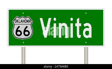 Il rendering di un'autostrada verde 3d per Vinita Oklahoma sulla Route 66 Foto Stock