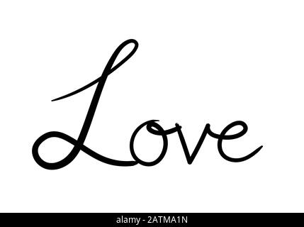 Continuo disegno di una linea DI parola AMORE, vettore minimalista nero e bianco illustrazione di amore San Valentino concetto Foto Stock