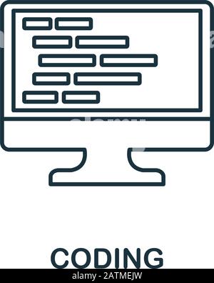 Icona della linea di codifica. Design sottile dalla raccolta di icone del programmatore. Semplice icona di codifica per infografiche e modelli Illustrazione Vettoriale