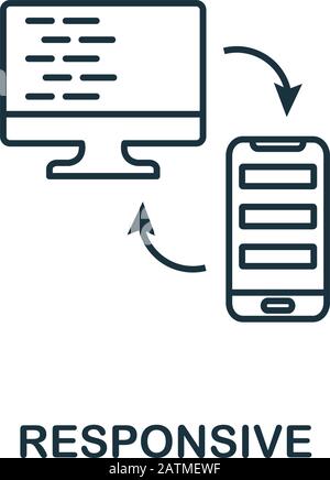 Icona della linea reattiva. Design sottile dalla raccolta di icone del programmatore. Semplice icona di risposta per infografica e modelli Illustrazione Vettoriale