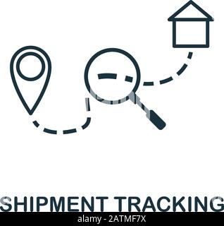 Icona della linea di tracciamento della spedizione. Design sottile dalla raccolta di icone di consegna logistica. Semplice icona di tracciamento della spedizione per infografiche e modelli Illustrazione Vettoriale