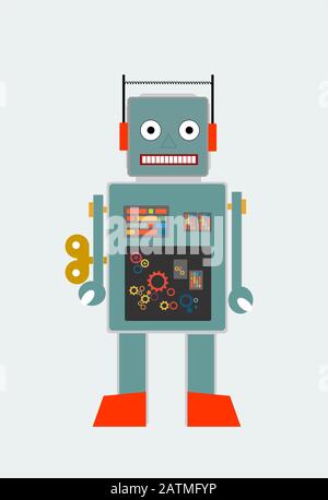 Robot Per Orologeria Tin Retro Foto Stock