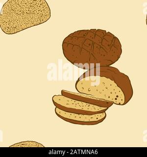 Modello senza cuciture di pane nero abbozzato. Utilizzabile per carta da parati o decorazioni di qualsiasi dimensione. Illustrazione Del Vettore Disegnato A Mano Illustrazione Vettoriale