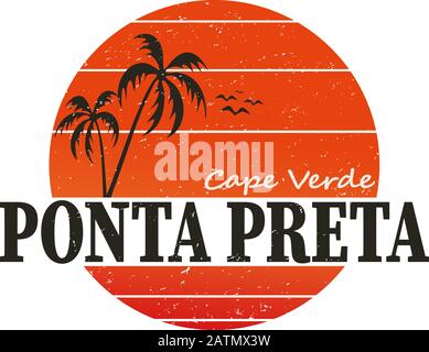 Ponta Preta Capo Verde. Tema viaggi e vacanze. T-shirt design Illustrazione Vettoriale