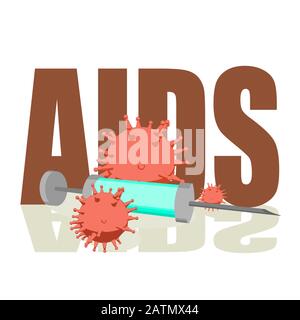 AIDS malattia virus e siringa Illustrazione Vettoriale