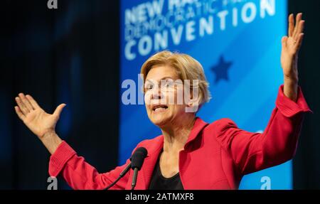 7 settembre 2019, SNHU Arena, Manchester, New Hampshire, USA: Candidato democratico alla presidenza Elizabeth Warren alla NH state Democratic Convention di Manchester. Foto Stock