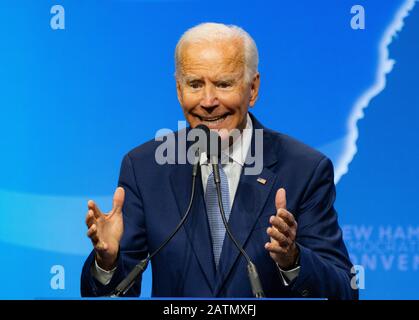 7 settembre 2019, SNHU Arena, Manchester, New Hampshire, Stati Uniti: Candidato presidenziale democratico ed ex vicepresidente degli Stati Uniti Joe Biden alla NH state Democratic Convention di Manchester. Foto Stock