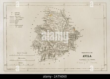 La provincia di Avila. España. Crónica General de España, Historia Ilustrada y Descriptiva de sus Provincias. Castilla-La Vieja, 1870. Biblioteca Histórico Militar De Barcelona, Cataluña, España. Foto Stock